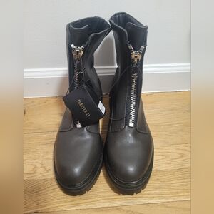 Forever 21 Women's Dark Gray Combat Boots